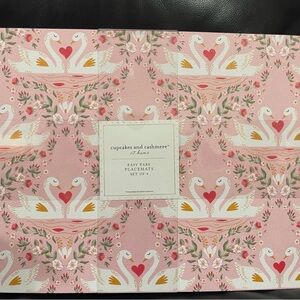 Valentines Cupcakes and Cashmere Swans Placemats Set of 4